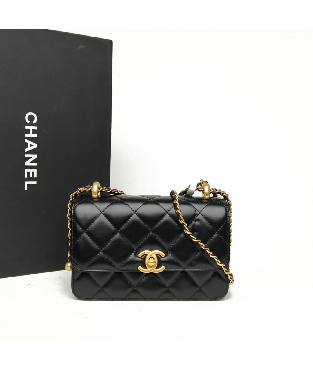 CHANEL Черная кожаная сумка через плечо, фото 9