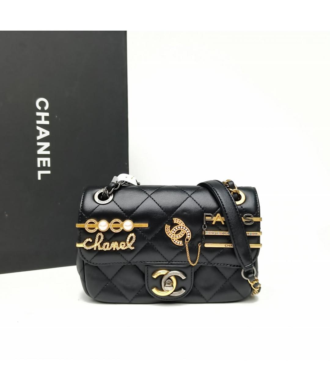 CHANEL Черная кожаная сумка через плечо, фото 9