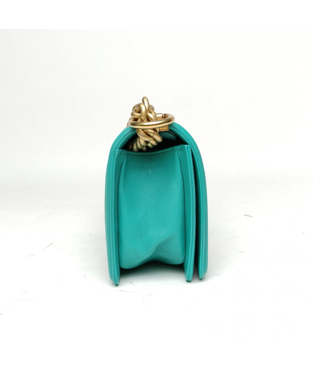 CHANEL Бирюзовая кожаная сумка через плечо, фото 5