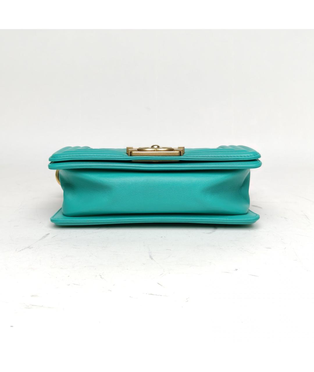 CHANEL Бирюзовая кожаная сумка через плечо, фото 6