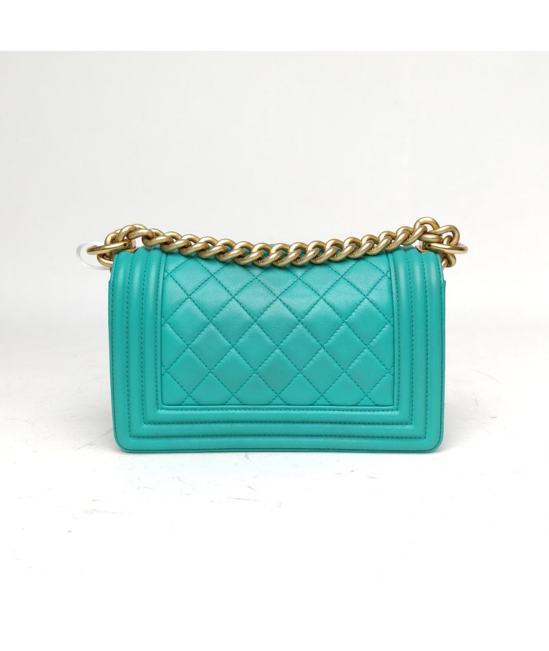 CHANEL Бирюзовая кожаная сумка через плечо, фото 4