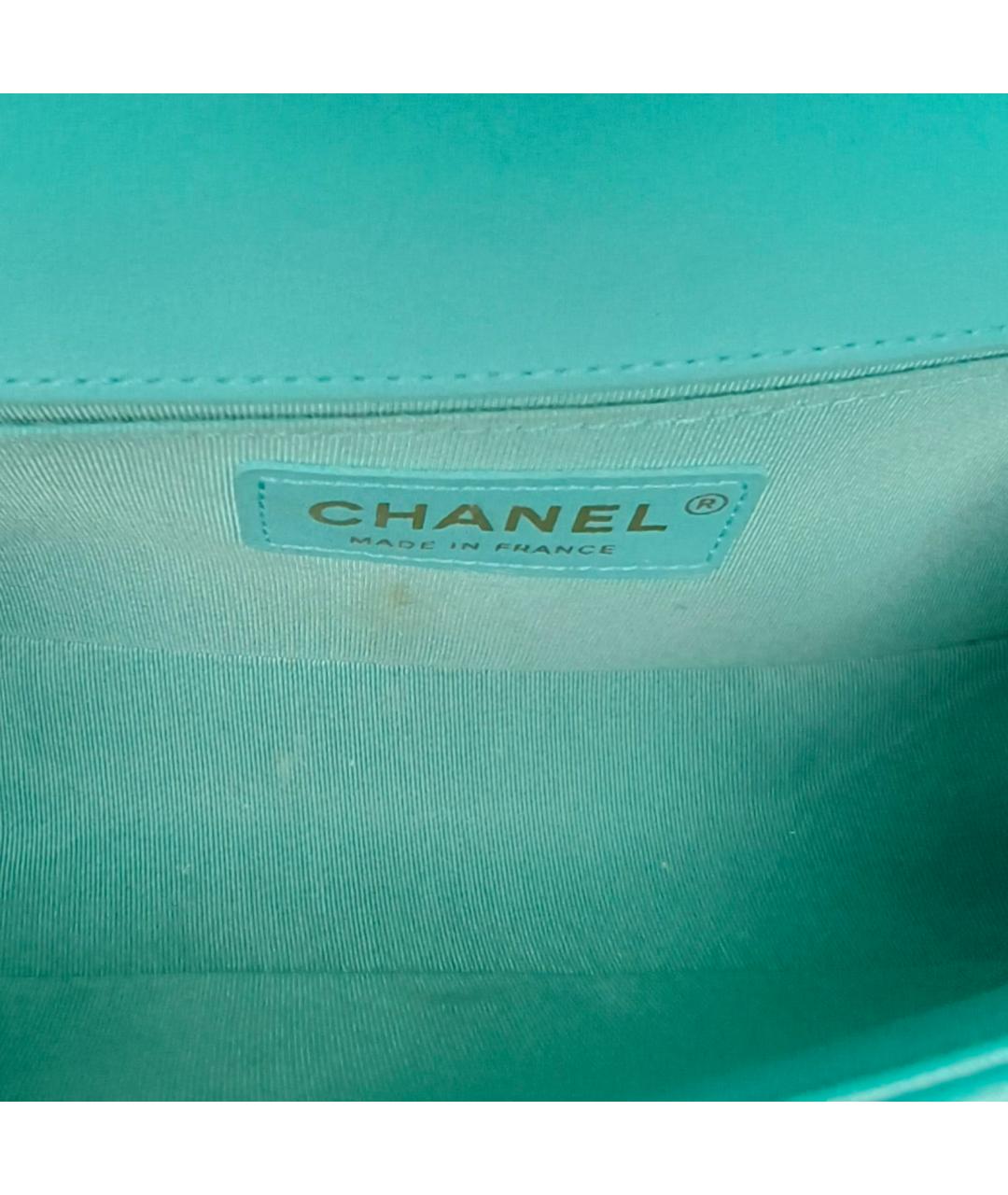 CHANEL Бирюзовая кожаная сумка через плечо, фото 7