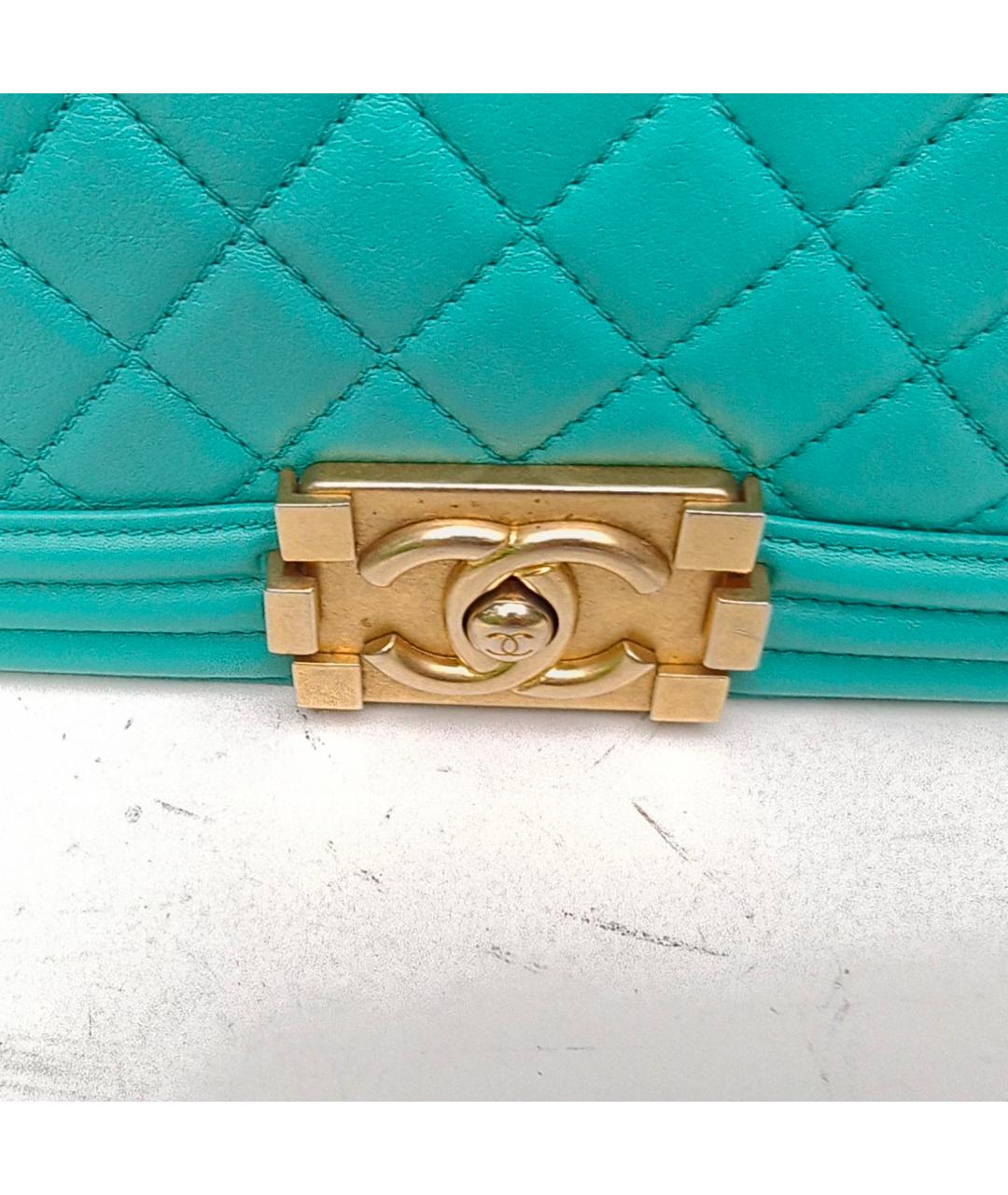 CHANEL Бирюзовая кожаная сумка через плечо, фото 8