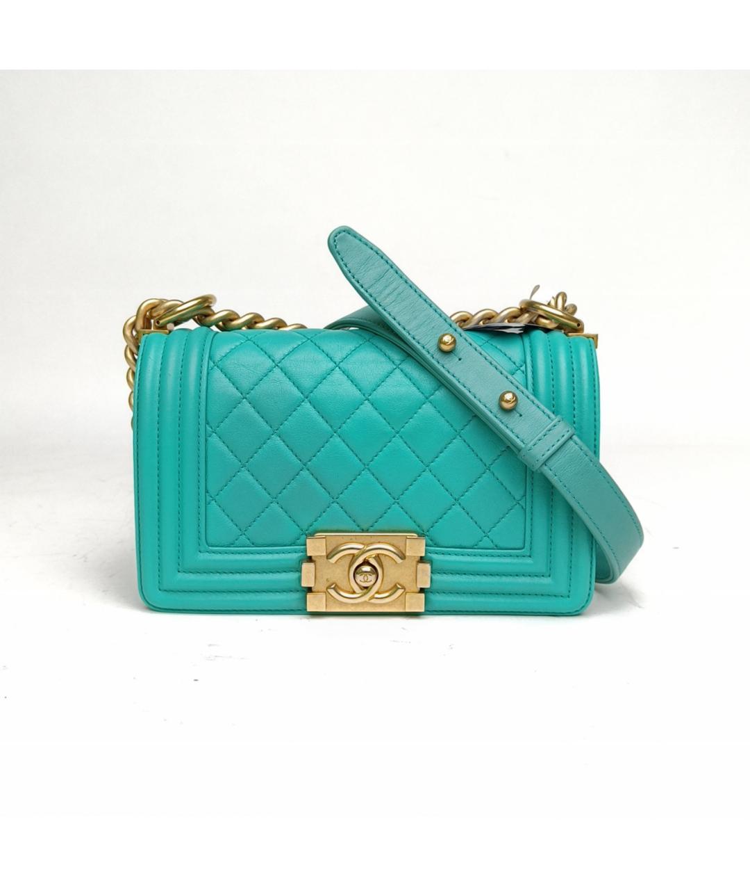 CHANEL Бирюзовая кожаная сумка через плечо, фото 2