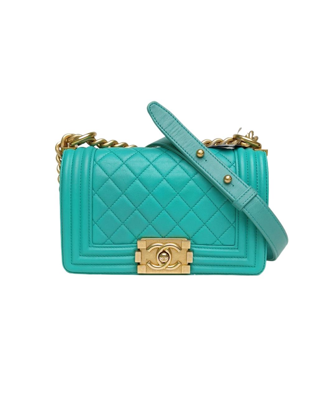 CHANEL Бирюзовая кожаная сумка через плечо, фото 10