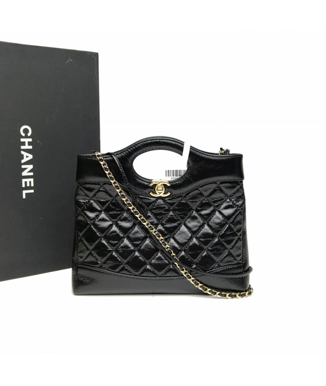 CHANEL Черная кожаная сумка с короткими ручками, фото 8