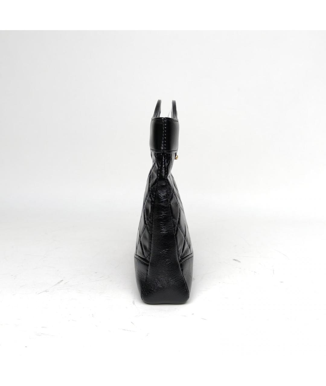 CHANEL Черная кожаная сумка с короткими ручками, фото 4