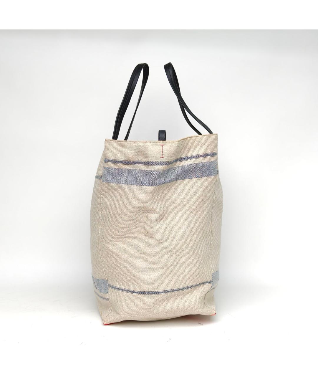 CELINE Бежевая льняная сумка тоут, фото 5