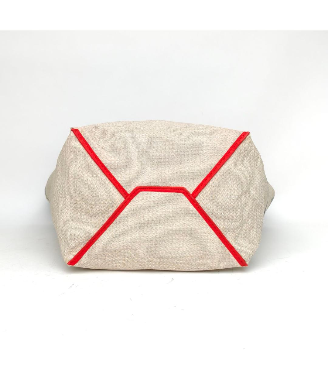 CELINE Бежевая льняная сумка тоут, фото 7