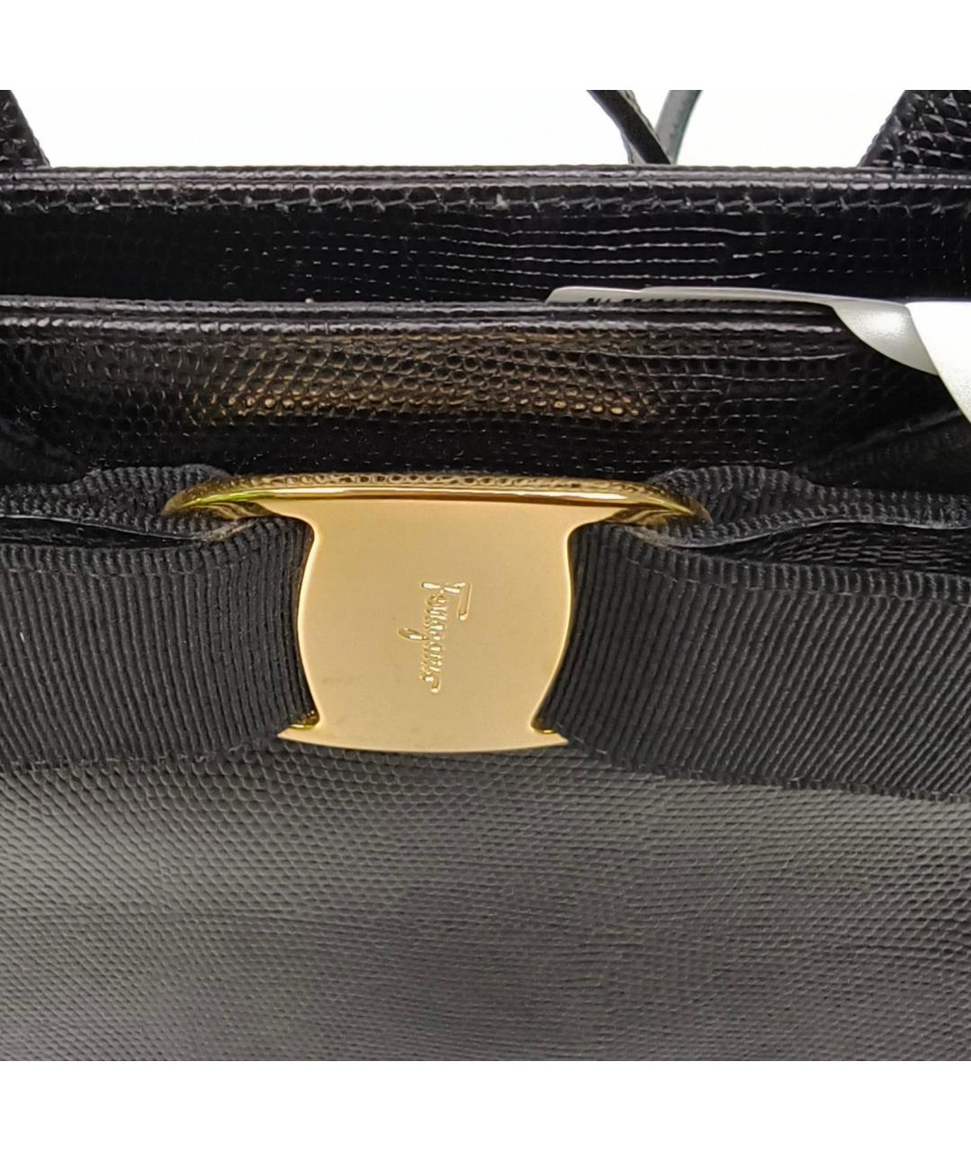 FERRAGAMO Черная кожаная сумка с короткими ручками, фото 8