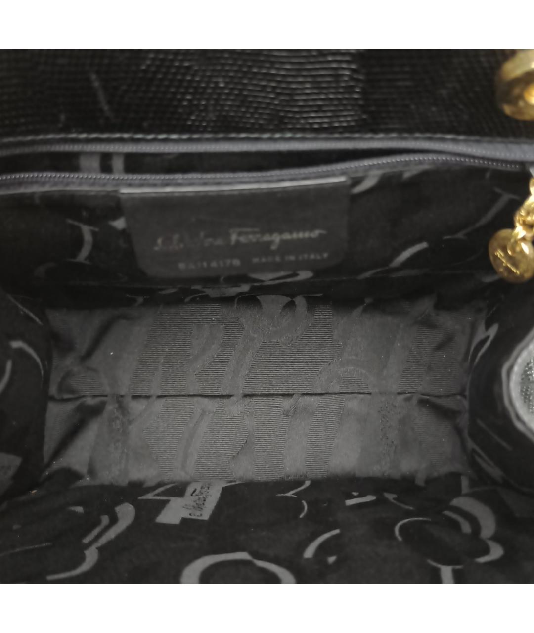 FERRAGAMO Черная кожаная сумка с короткими ручками, фото 7