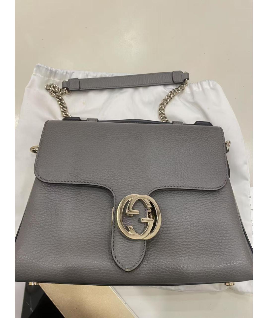 GUCCI Серая кожаная сумка через плечо, фото 8