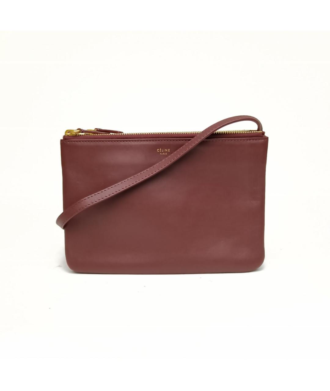 CELINE Бордовая кожаная сумка через плечо, фото 2