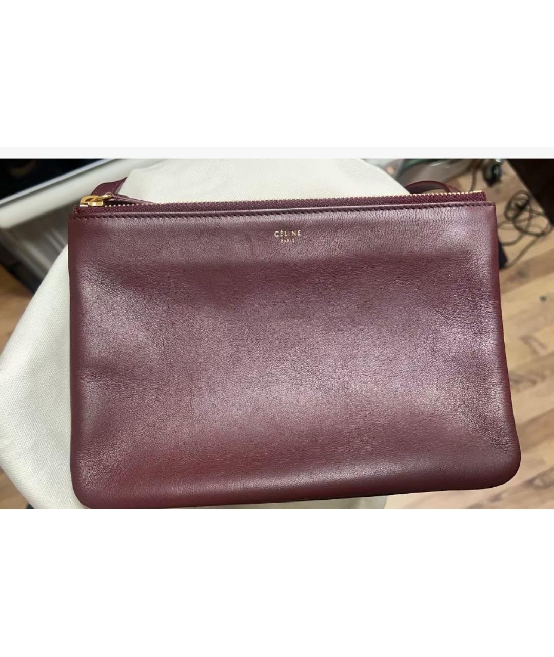 CELINE Бордовая кожаная сумка через плечо, фото 8