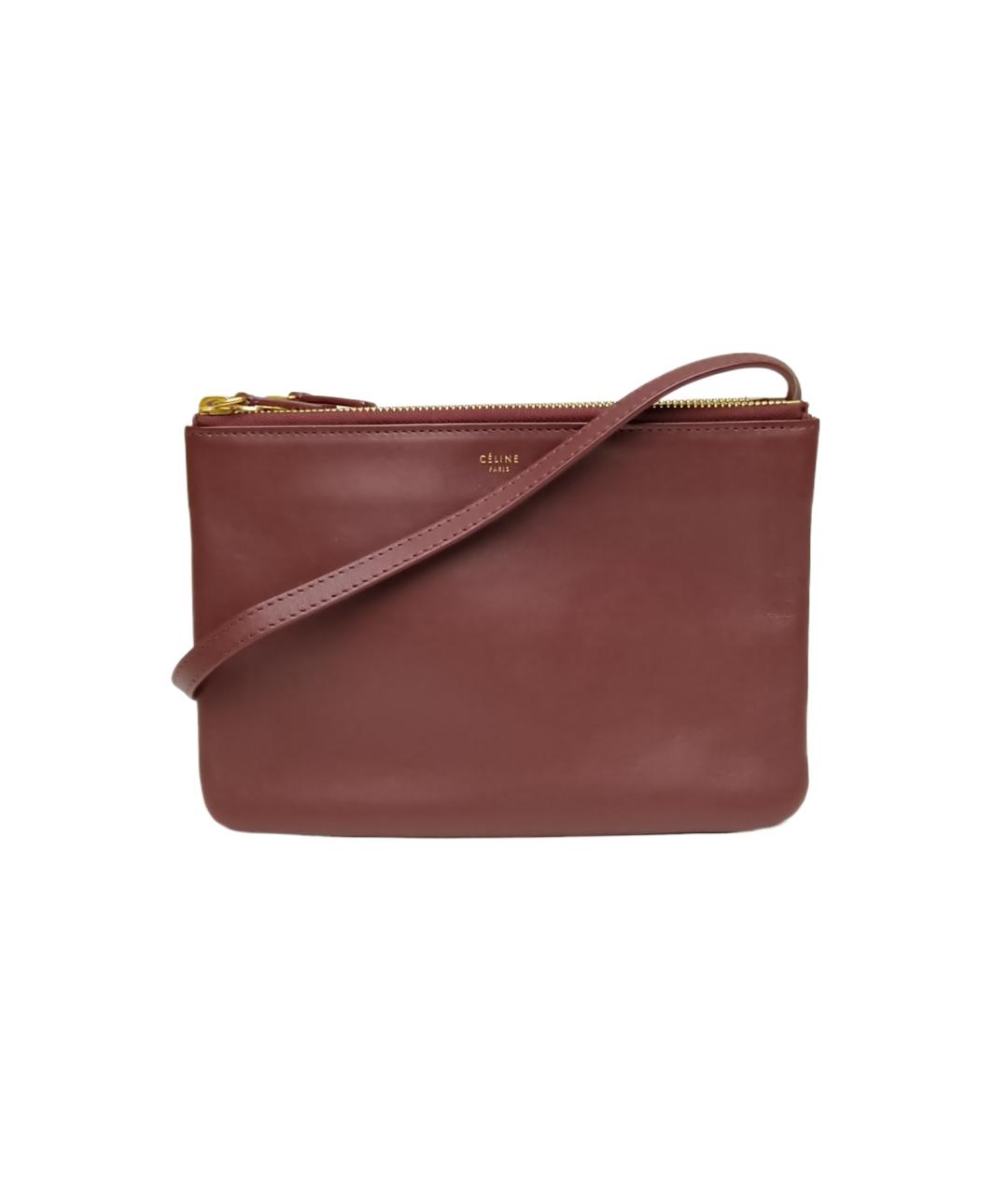 CELINE Бордовая кожаная сумка через плечо, фото 9