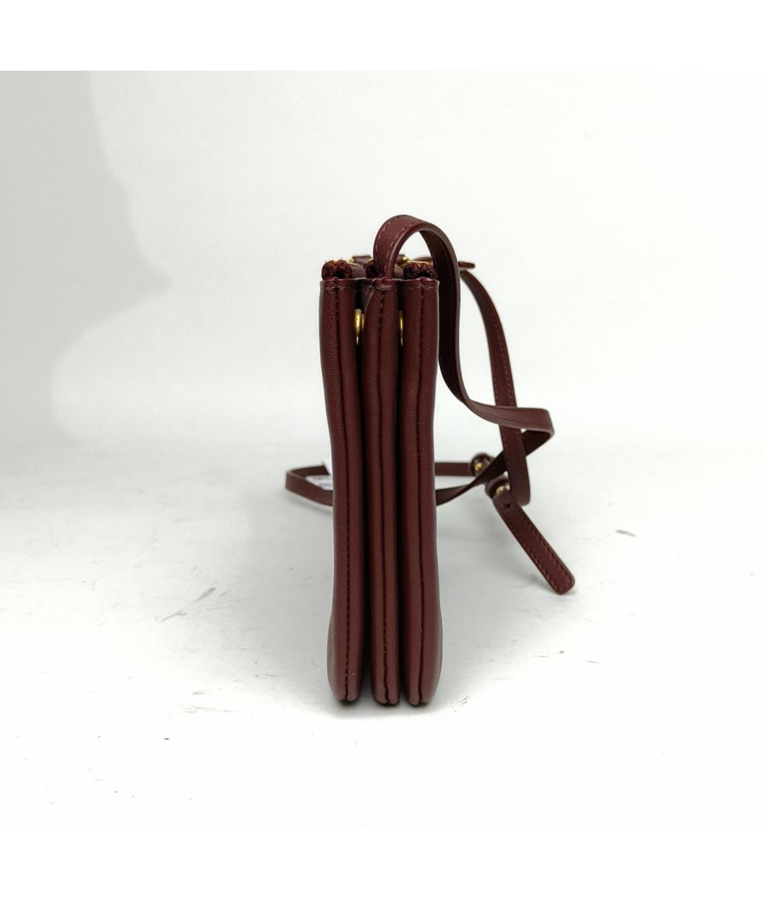 CELINE Бордовая кожаная сумка через плечо, фото 3