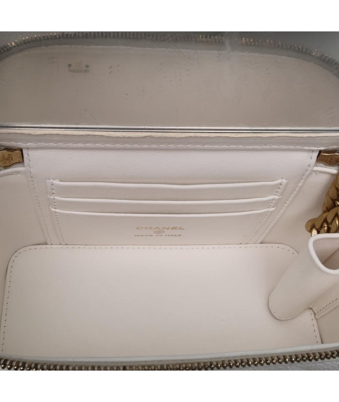 CHANEL Белая кожаная сумка через плечо, фото 6