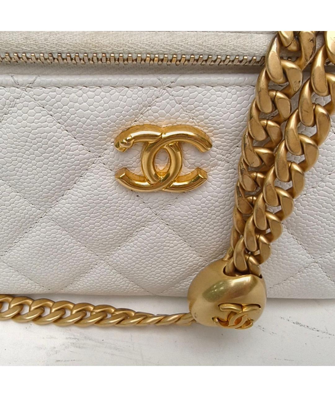 CHANEL Белая кожаная сумка через плечо, фото 5