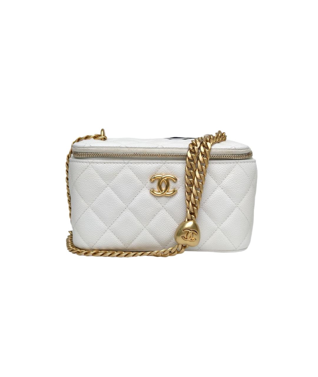 CHANEL Белая кожаная сумка через плечо, фото 7