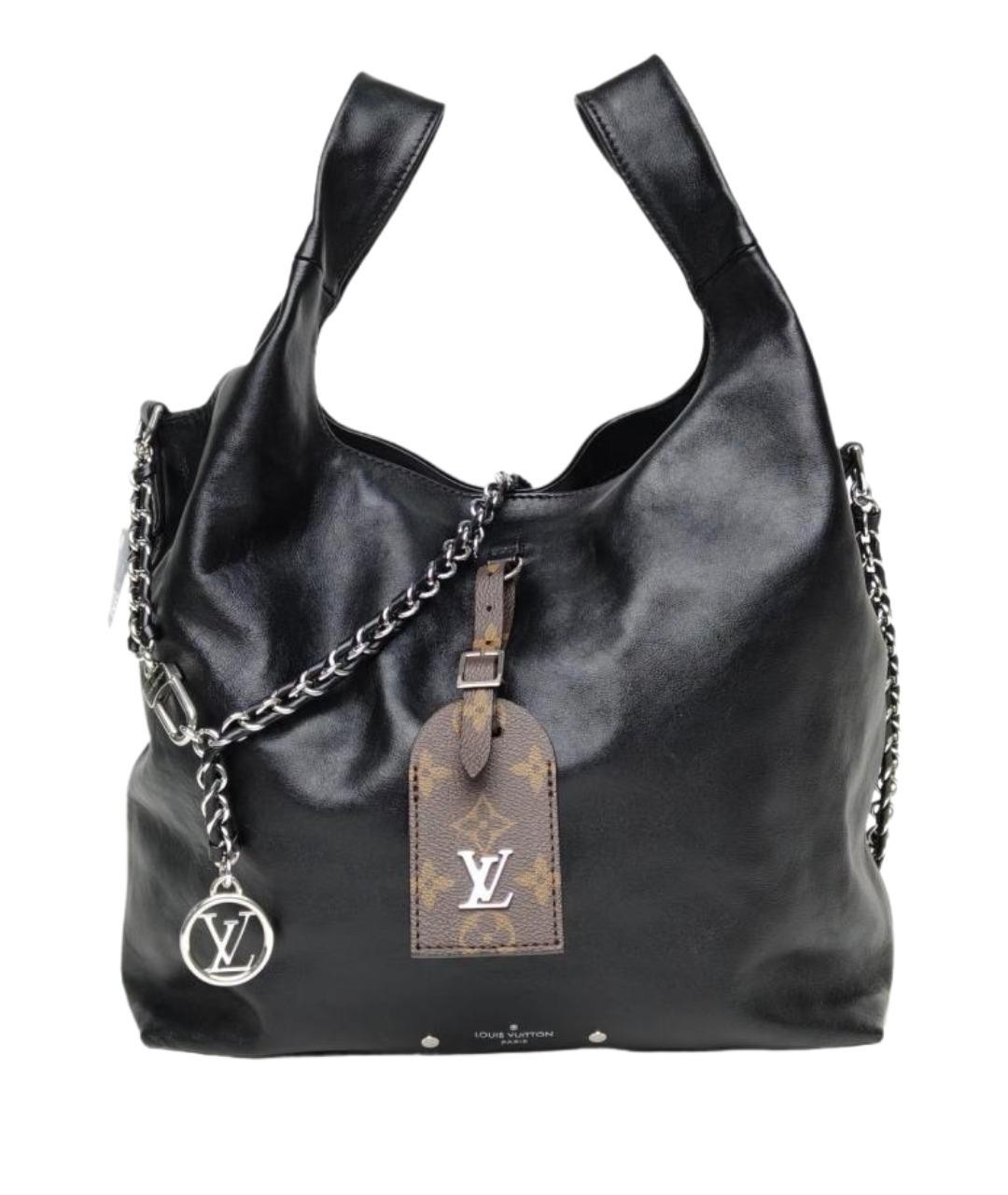 LOUIS VUITTON Черная кожаная сумка с короткими ручками, фото 1