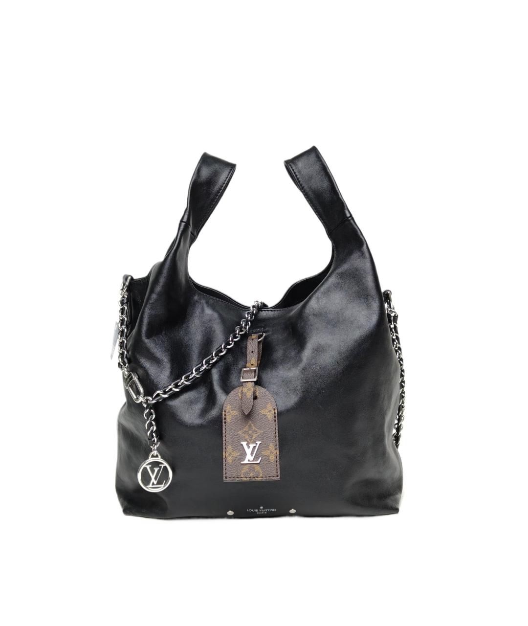 LOUIS VUITTON Черная кожаная сумка с короткими ручками, фото 9