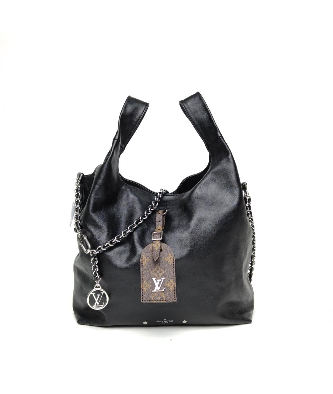 LOUIS VUITTON Черная кожаная сумка с короткими ручками, фото 2