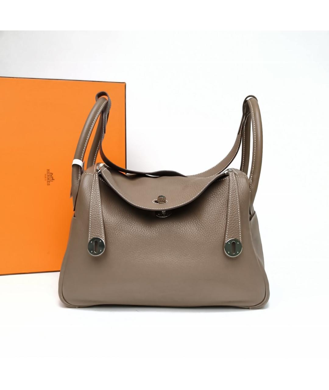 HERMES Бежевая кожаная сумка через плечо, фото 9