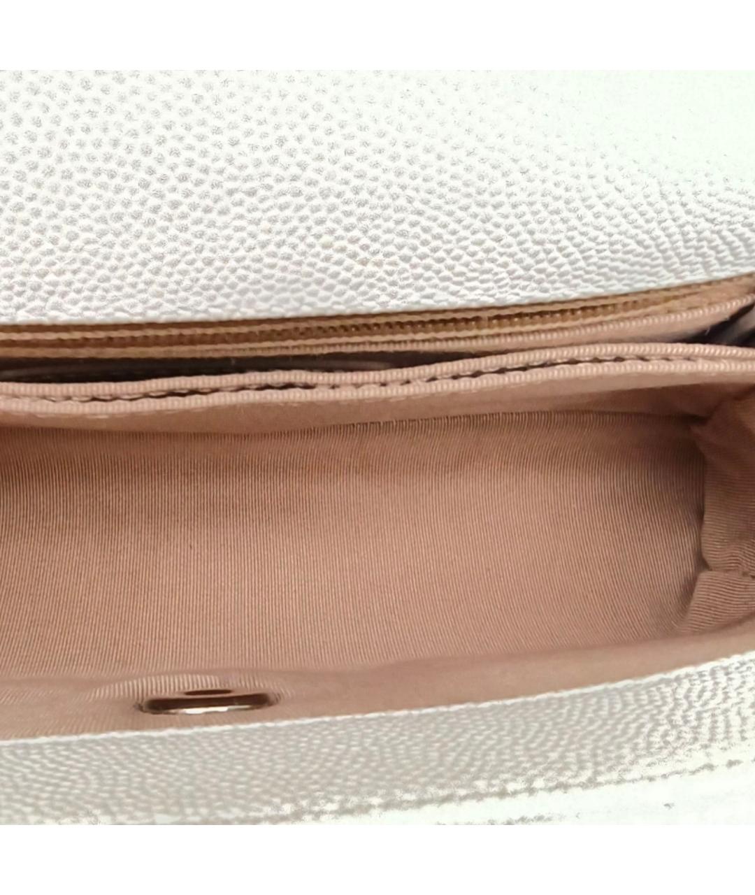 CHANEL Белая кожаная сумка с короткими ручками, фото 7