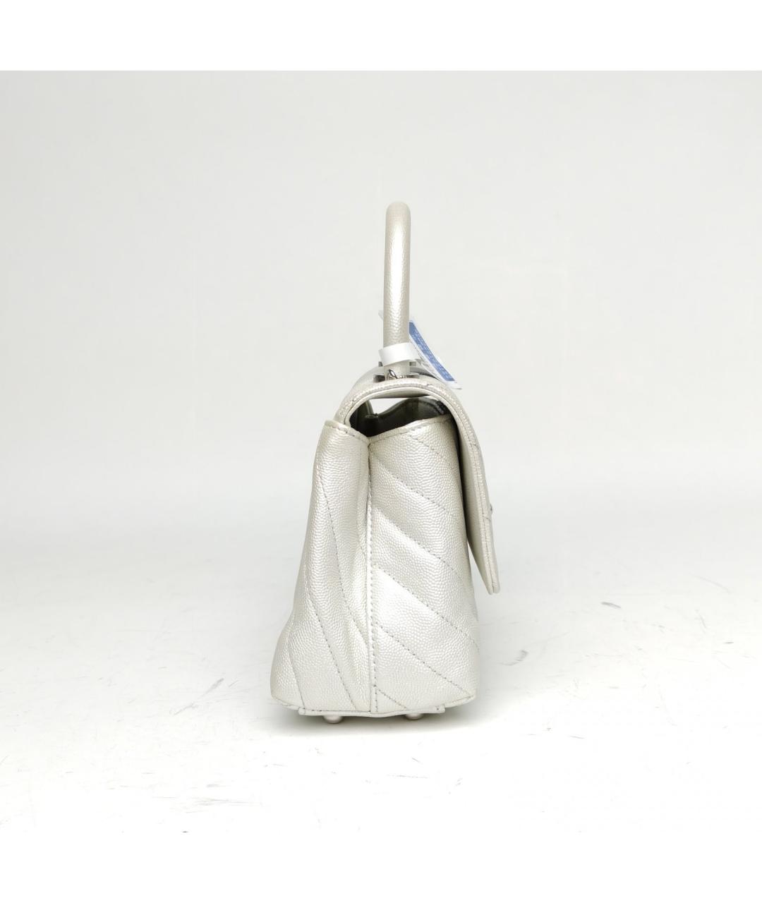 CHANEL Белая кожаная сумка с короткими ручками, фото 5
