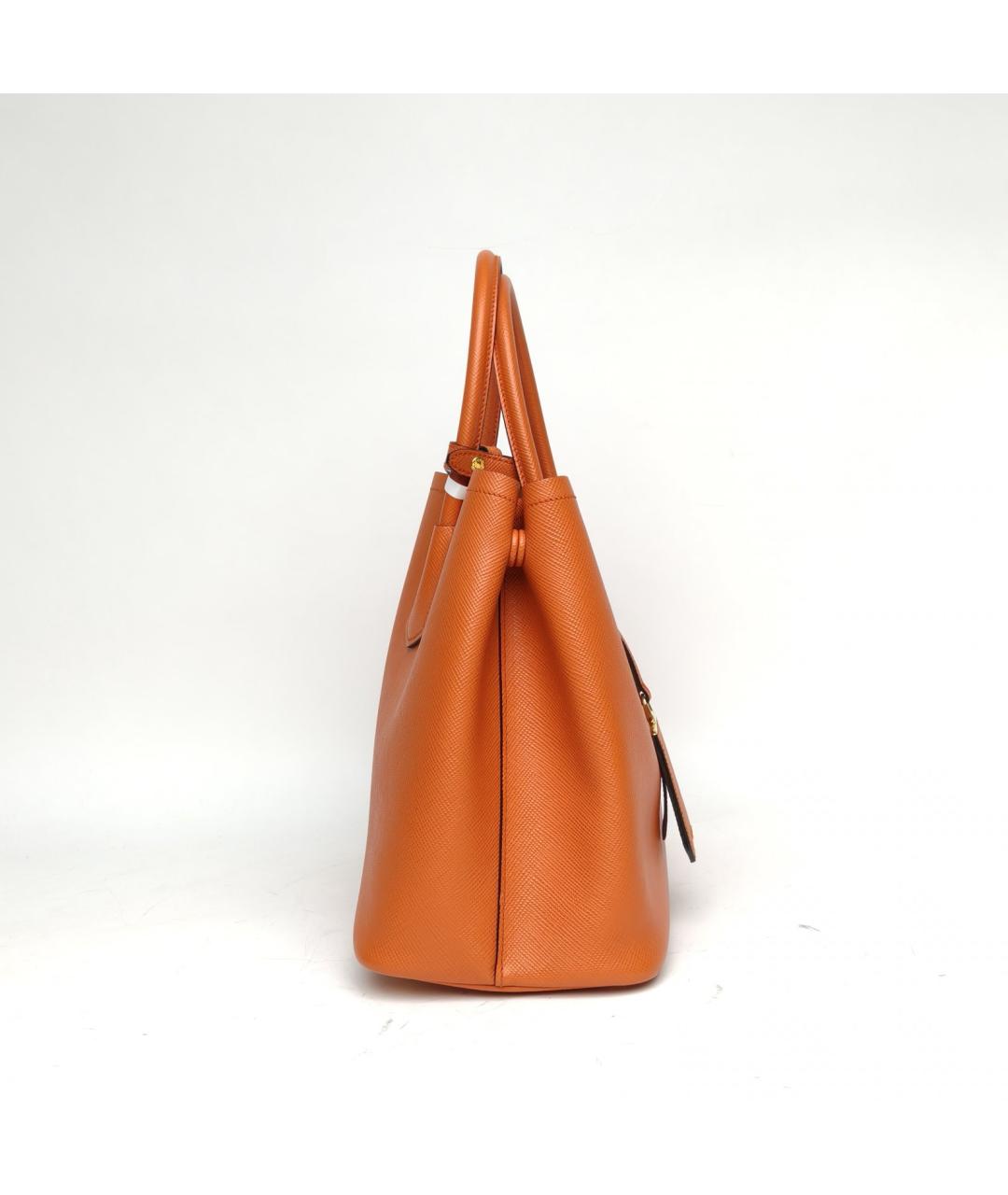 PRADA Оранжевая кожаная сумка с короткими ручками, фото 5