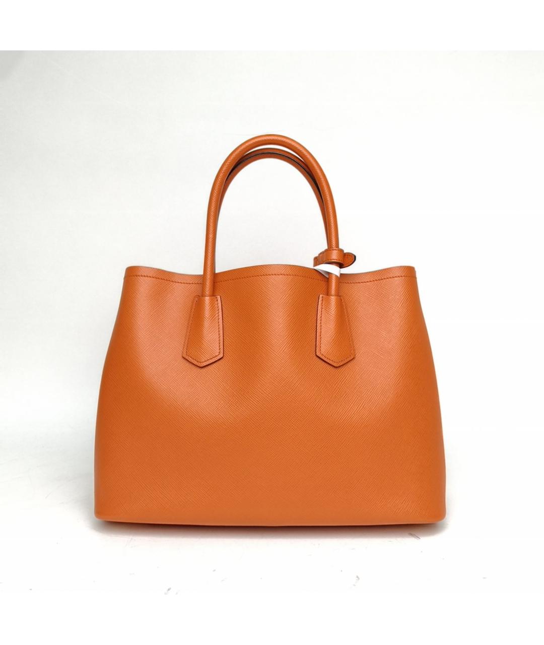 PRADA Оранжевая кожаная сумка с короткими ручками, фото 4
