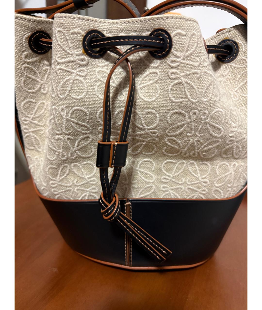 LOEWE Бежевая кожаная сумка тоут, фото 8