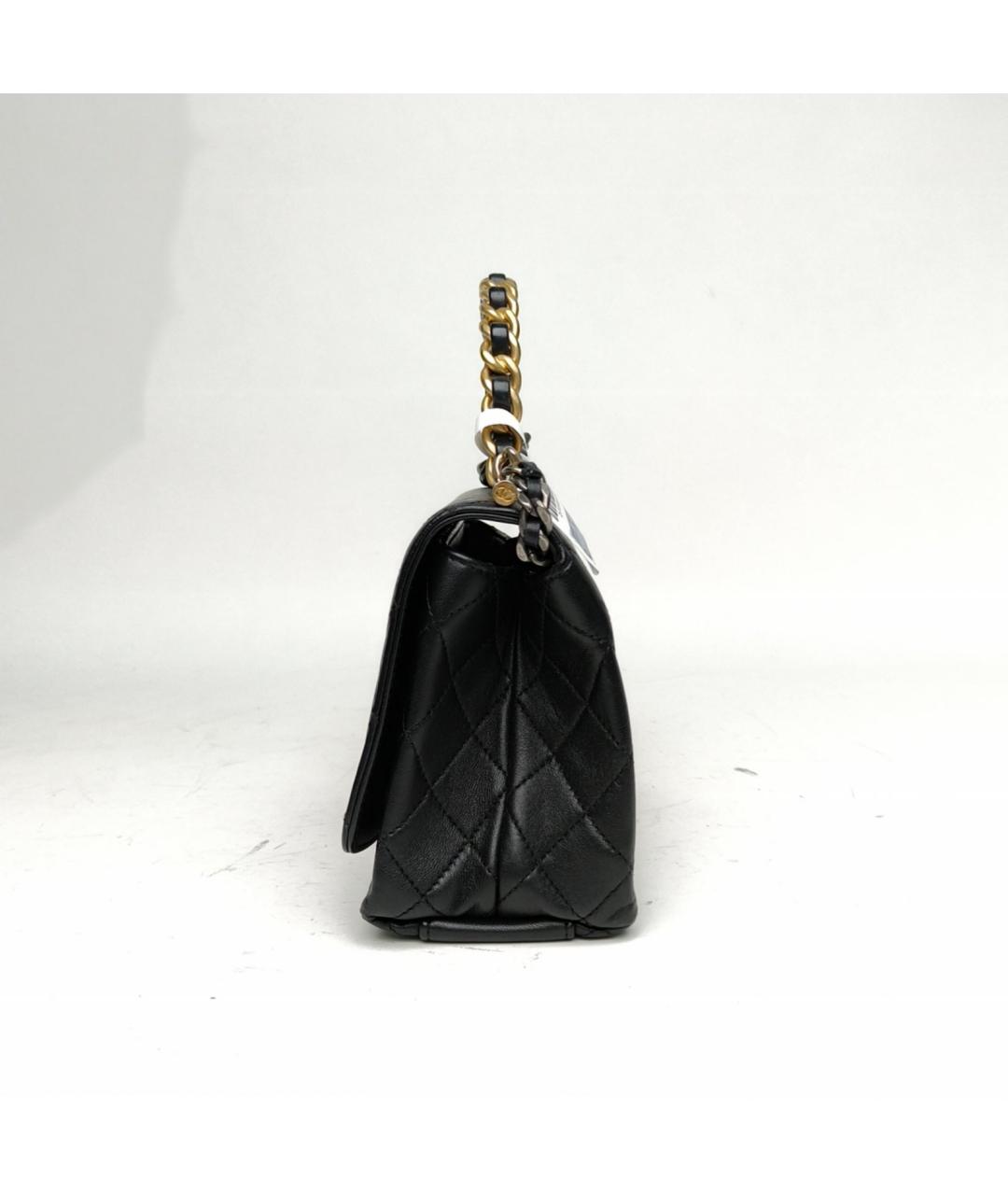 CHANEL Черная кожаная сумка с короткими ручками, фото 3
