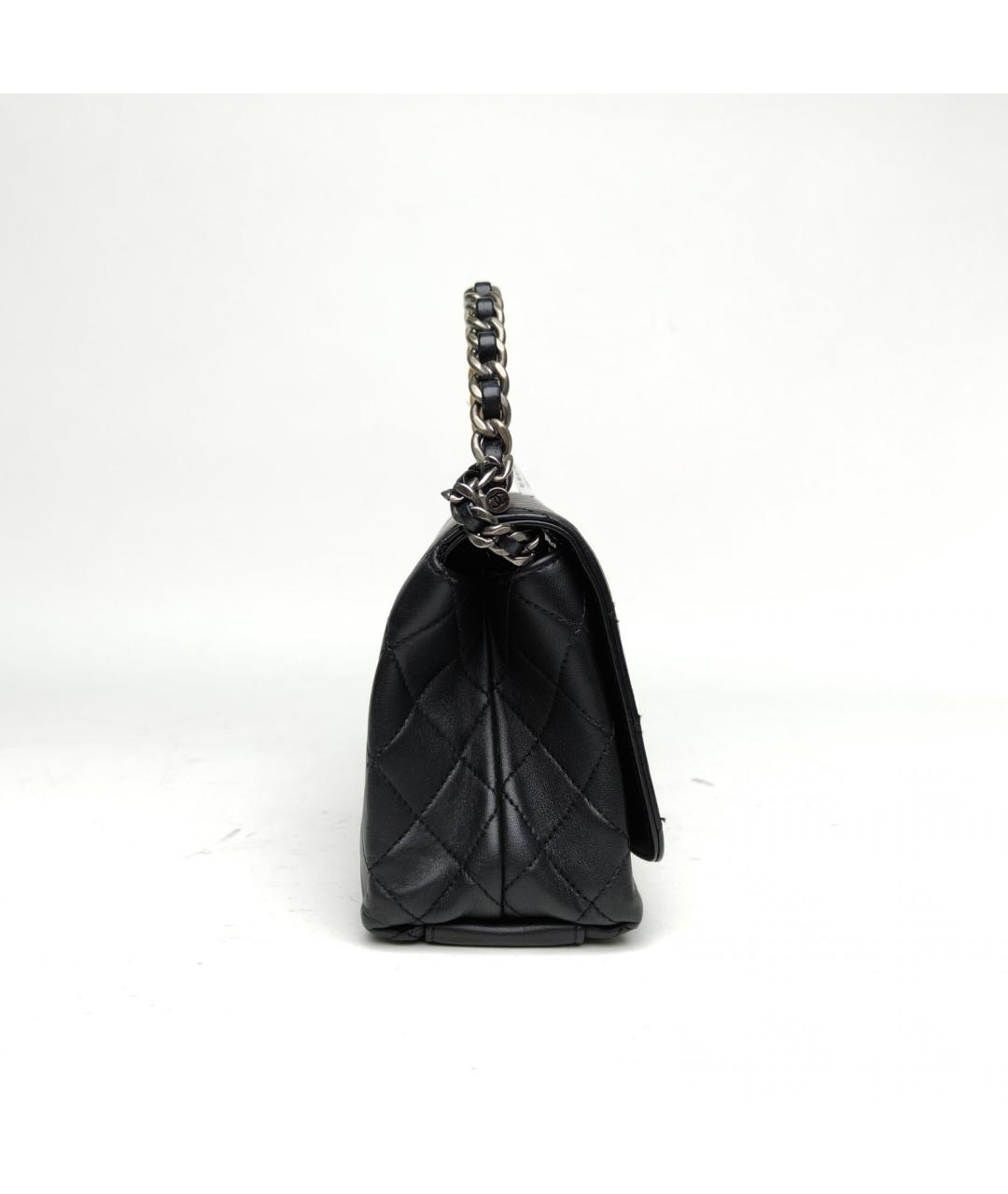 CHANEL Черная кожаная сумка с короткими ручками, фото 5