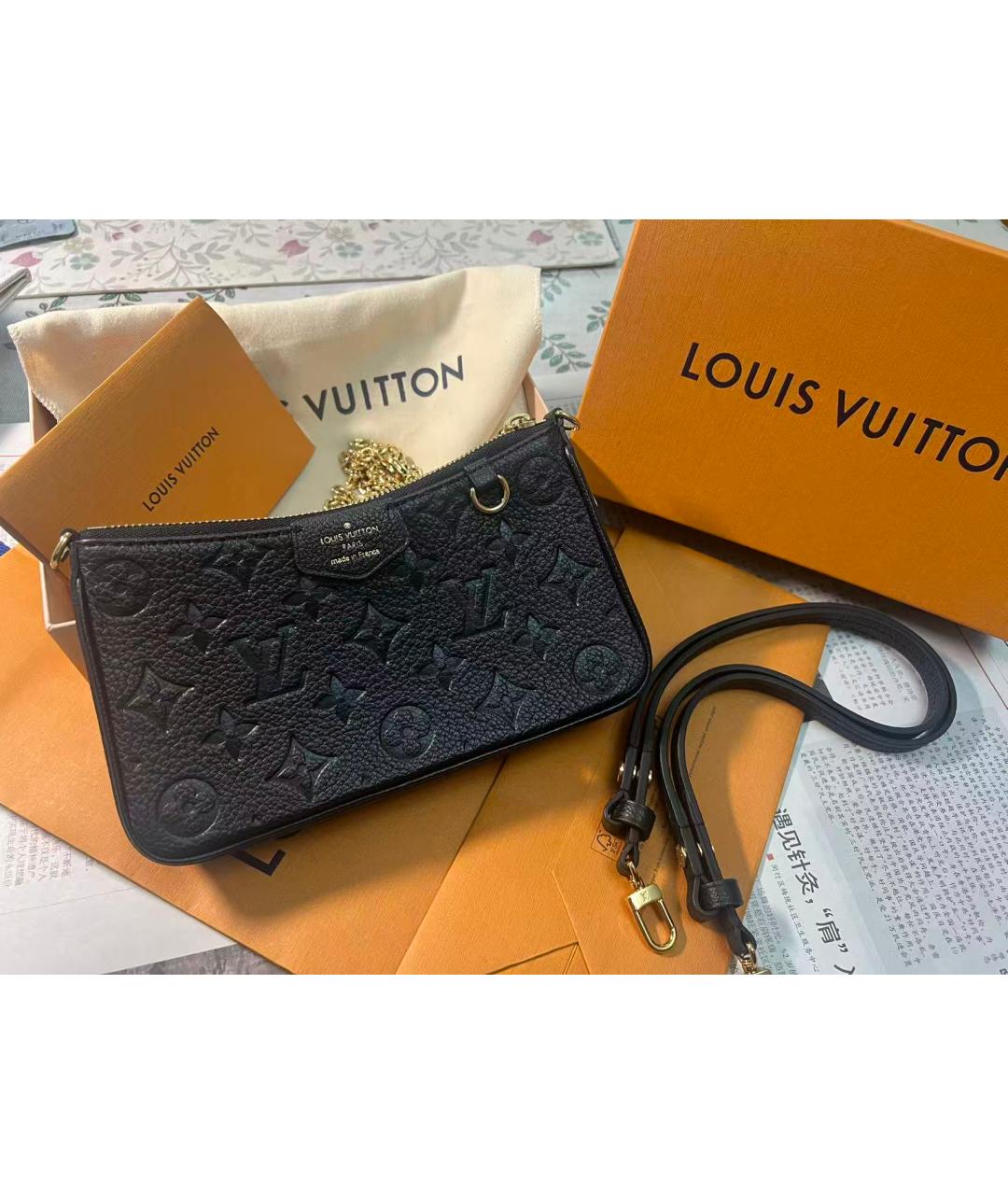 LOUIS VUITTON Черная кожаная сумка через плечо, фото 9