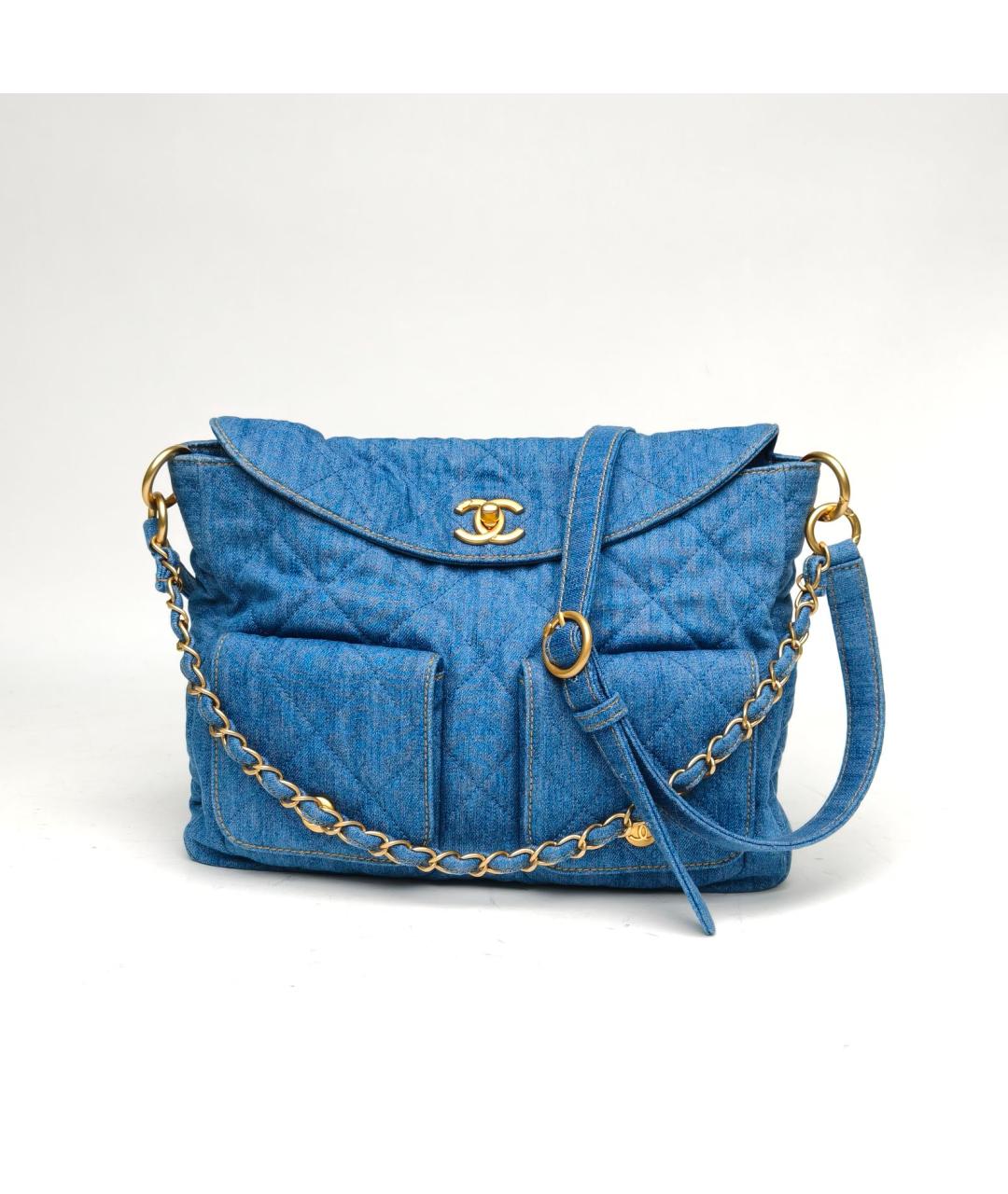 CHANEL Синяя деним сумка через плечо, фото 2