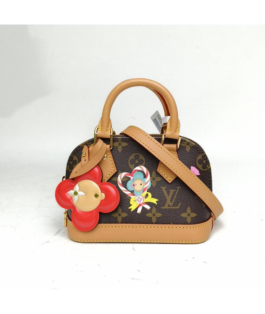 LOUIS VUITTON Коричневая кожаная сумка с короткими ручками, фото 4