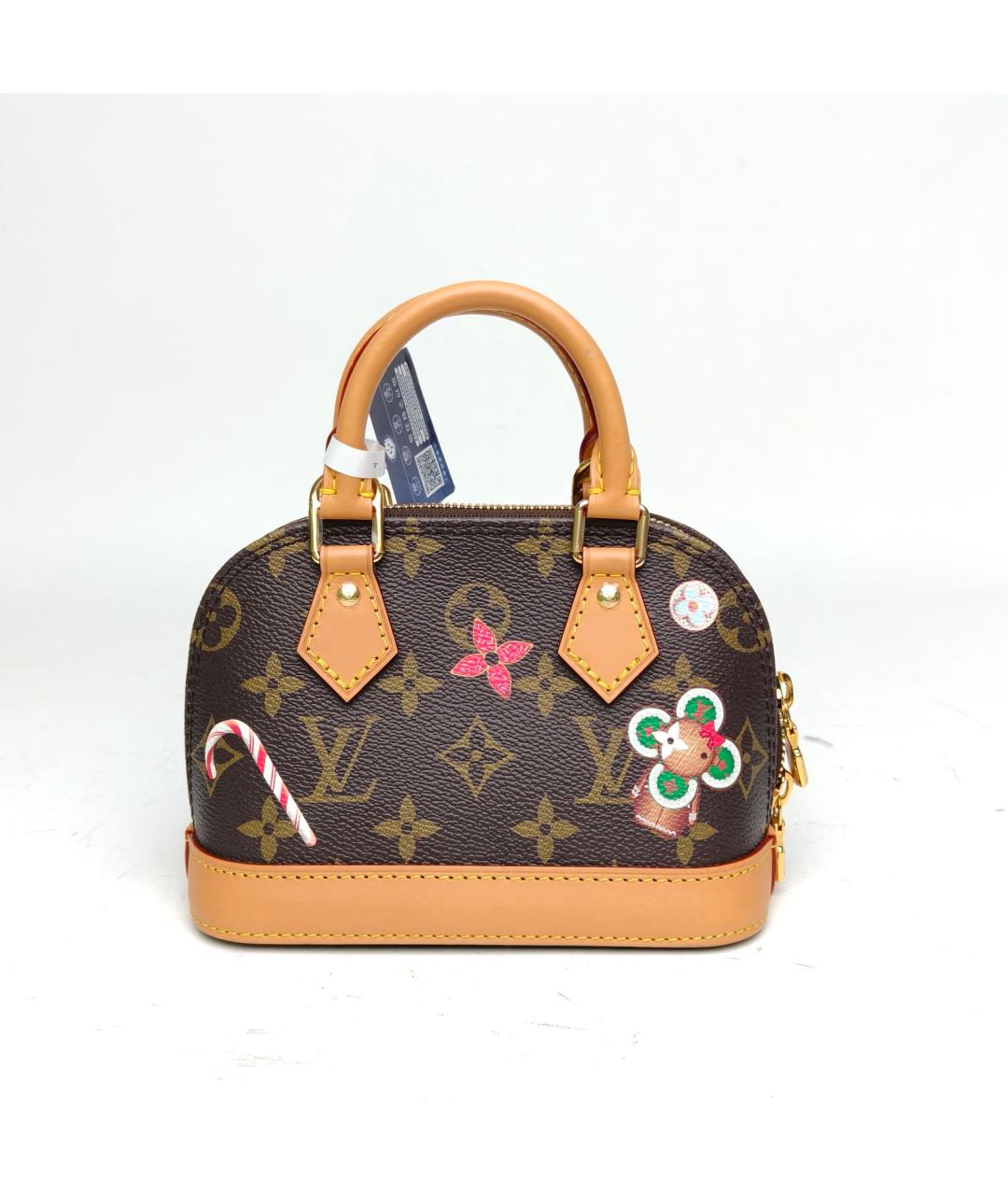 LOUIS VUITTON Коричневая кожаная сумка с короткими ручками, фото 6