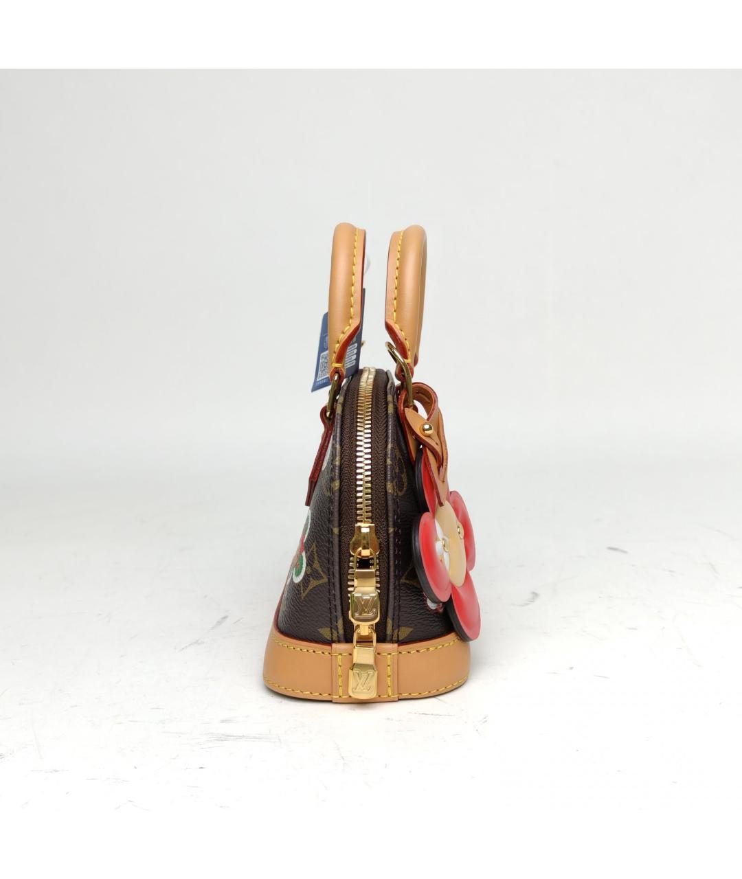 LOUIS VUITTON Коричневая кожаная сумка с короткими ручками, фото 7