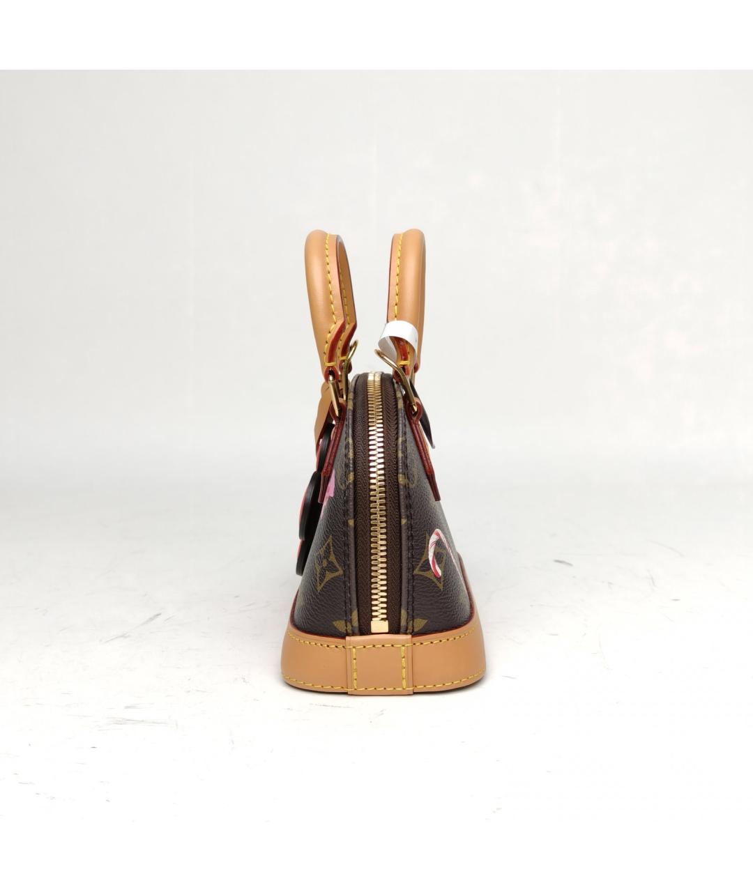 LOUIS VUITTON Коричневая кожаная сумка с короткими ручками, фото 5