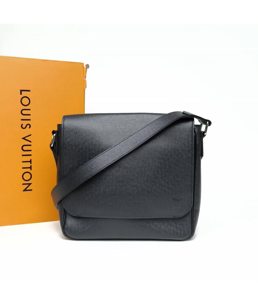 LOUIS VUITTON Черная кожаная сумка через плечо, фото 3