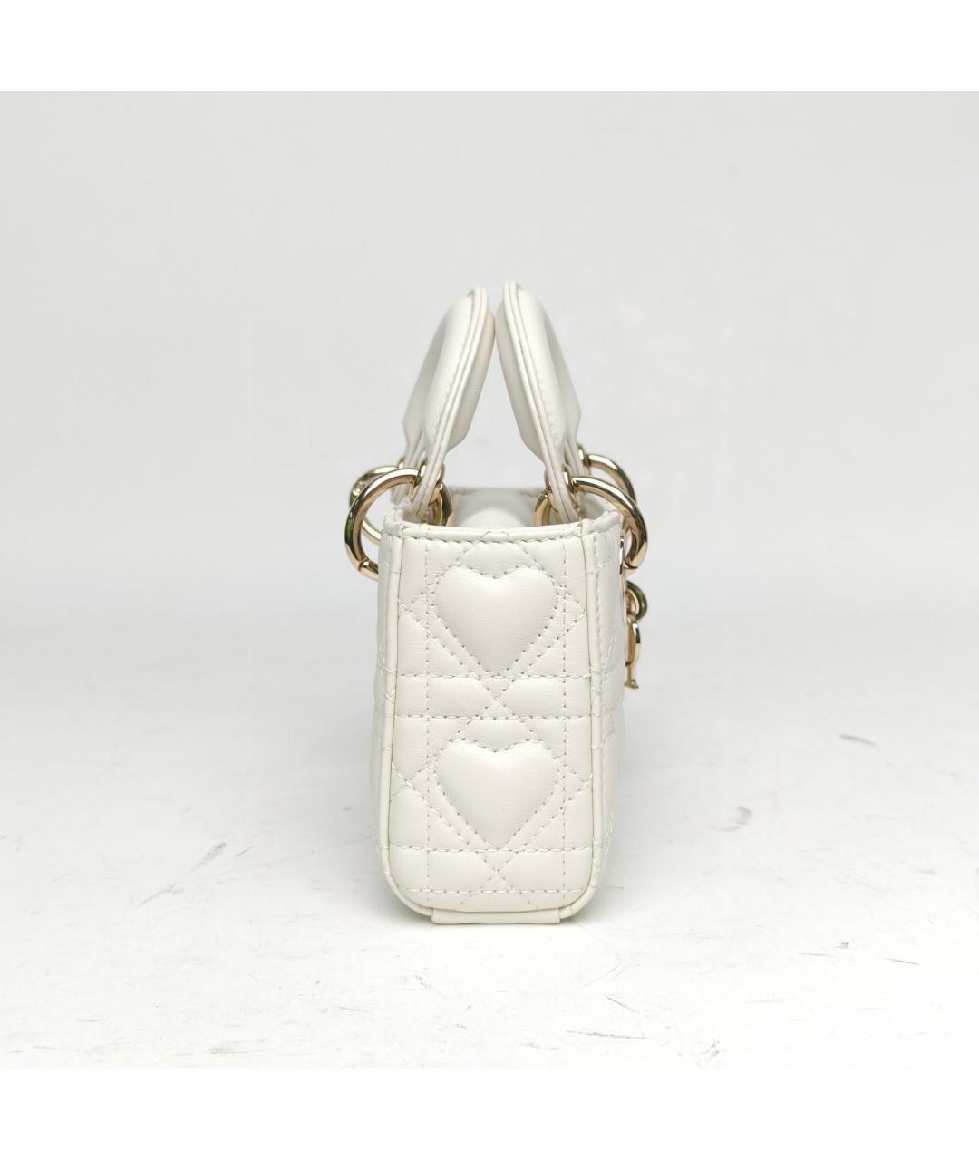 CHRISTIAN DIOR Белая кожаная сумка с короткими ручками, фото 5