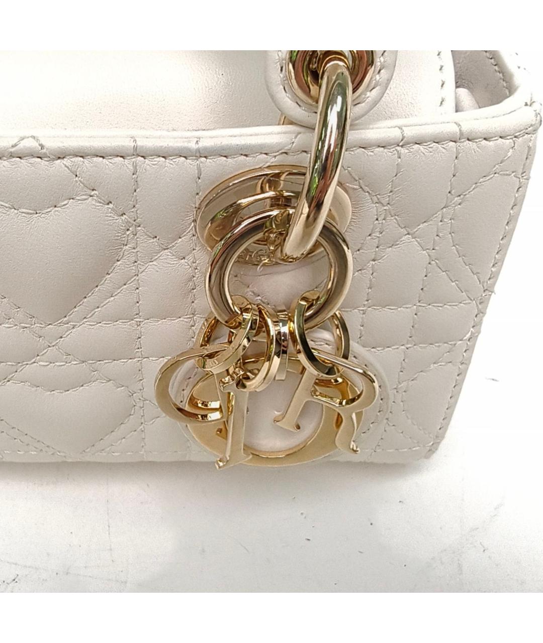 CHRISTIAN DIOR Белая кожаная сумка с короткими ручками, фото 8