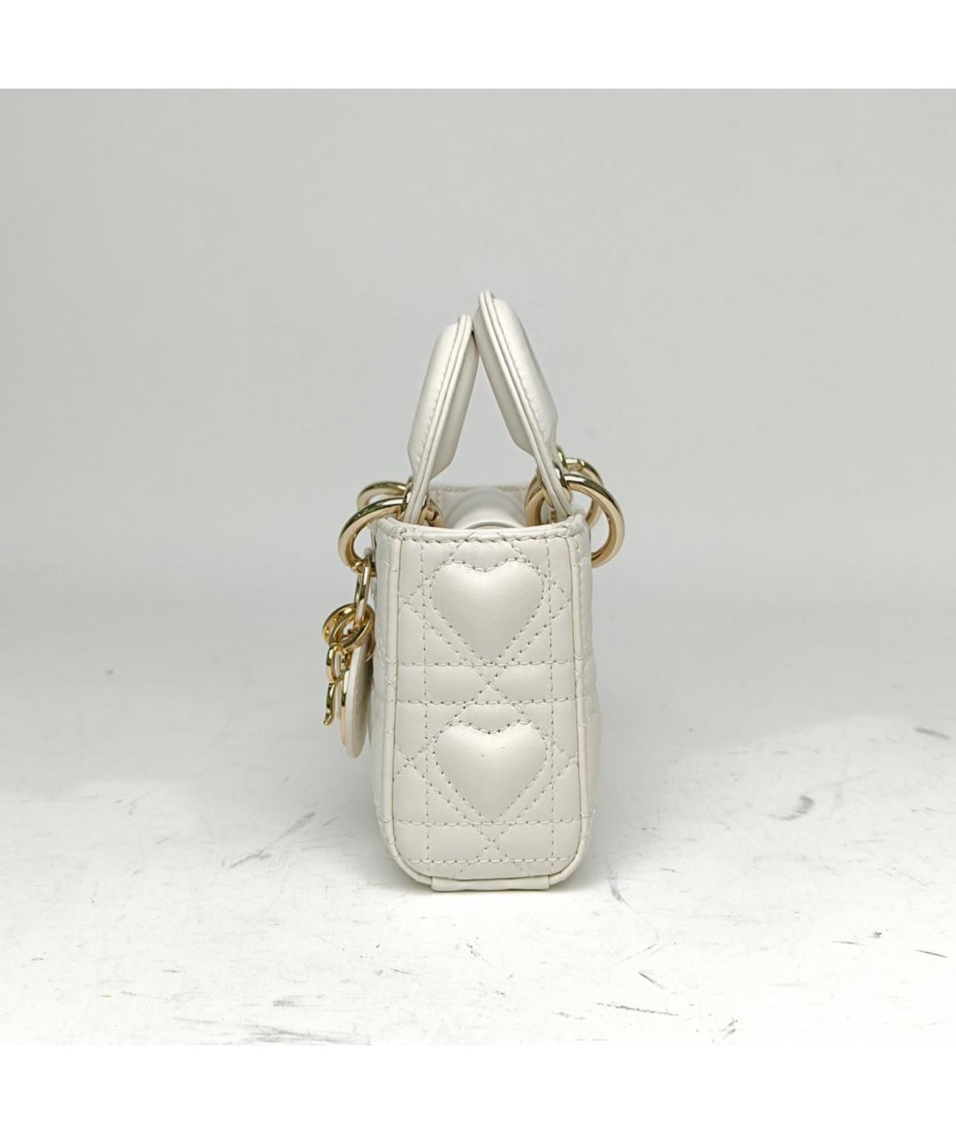 CHRISTIAN DIOR Белая кожаная сумка с короткими ручками, фото 3