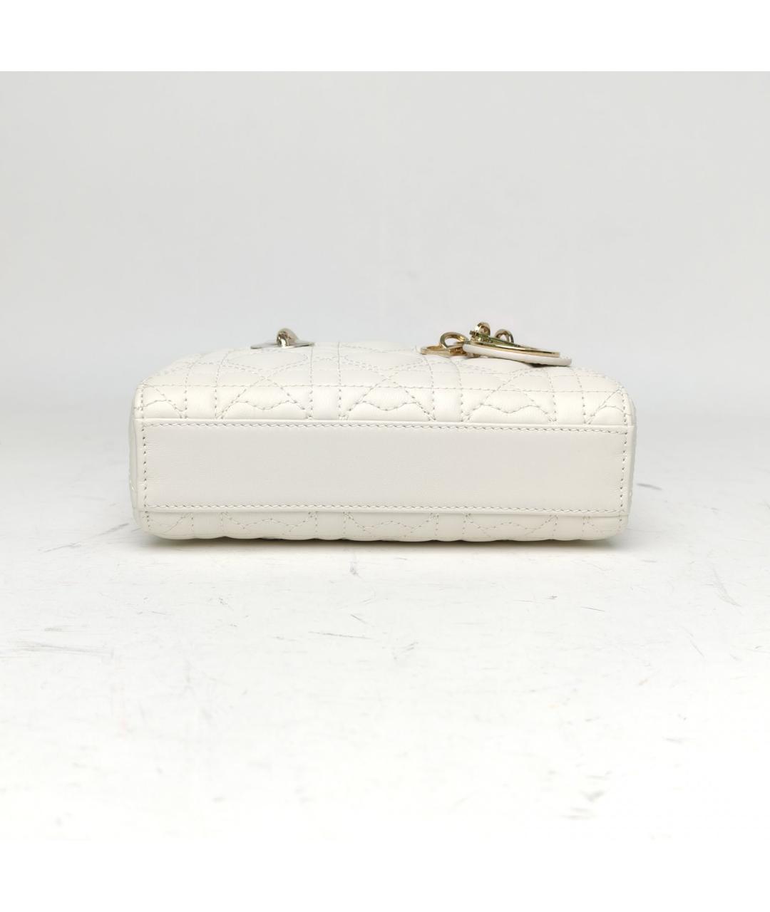 CHRISTIAN DIOR Белая кожаная сумка с короткими ручками, фото 6