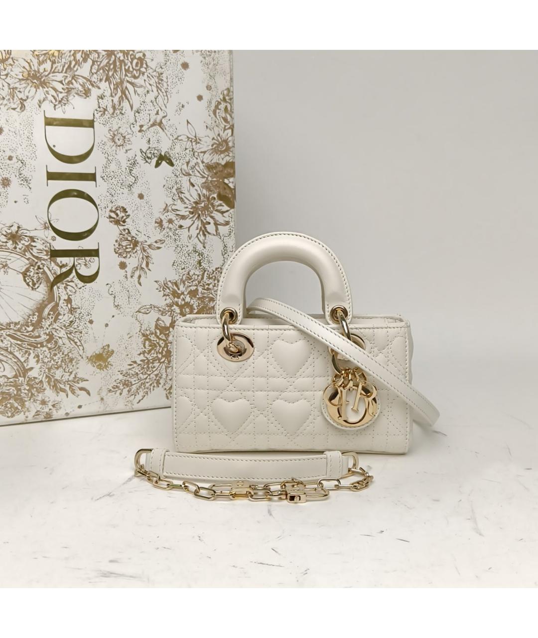 CHRISTIAN DIOR Белая кожаная сумка с короткими ручками, фото 9