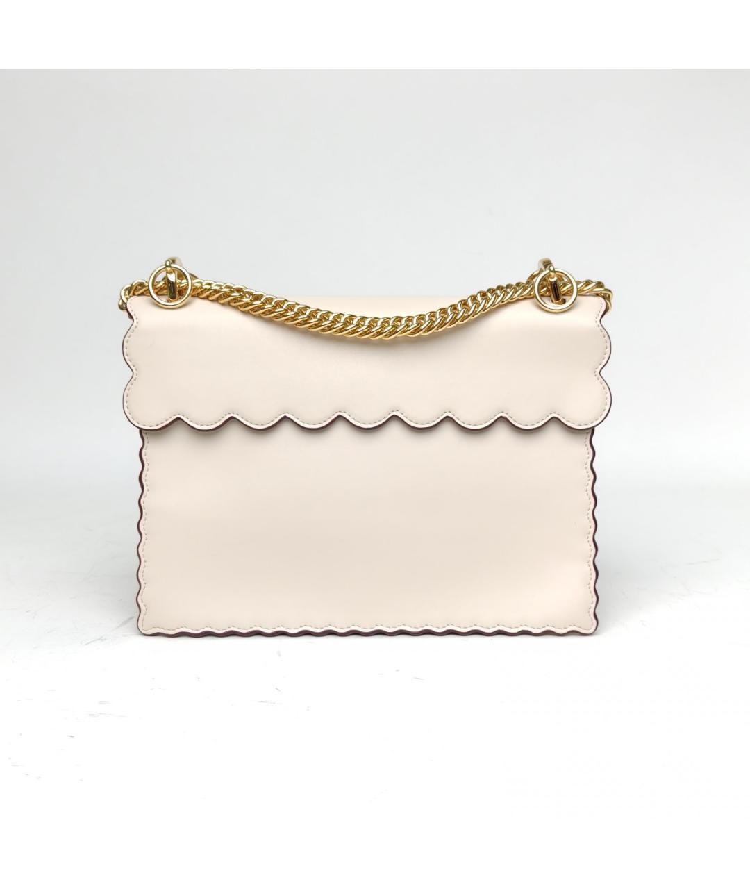 FENDI Бежевая кожаная сумка через плечо, фото 4