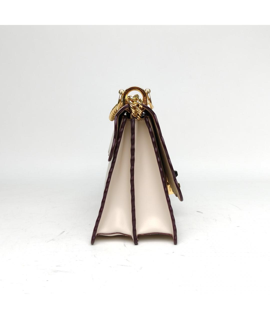 FENDI Бежевая кожаная сумка через плечо, фото 5