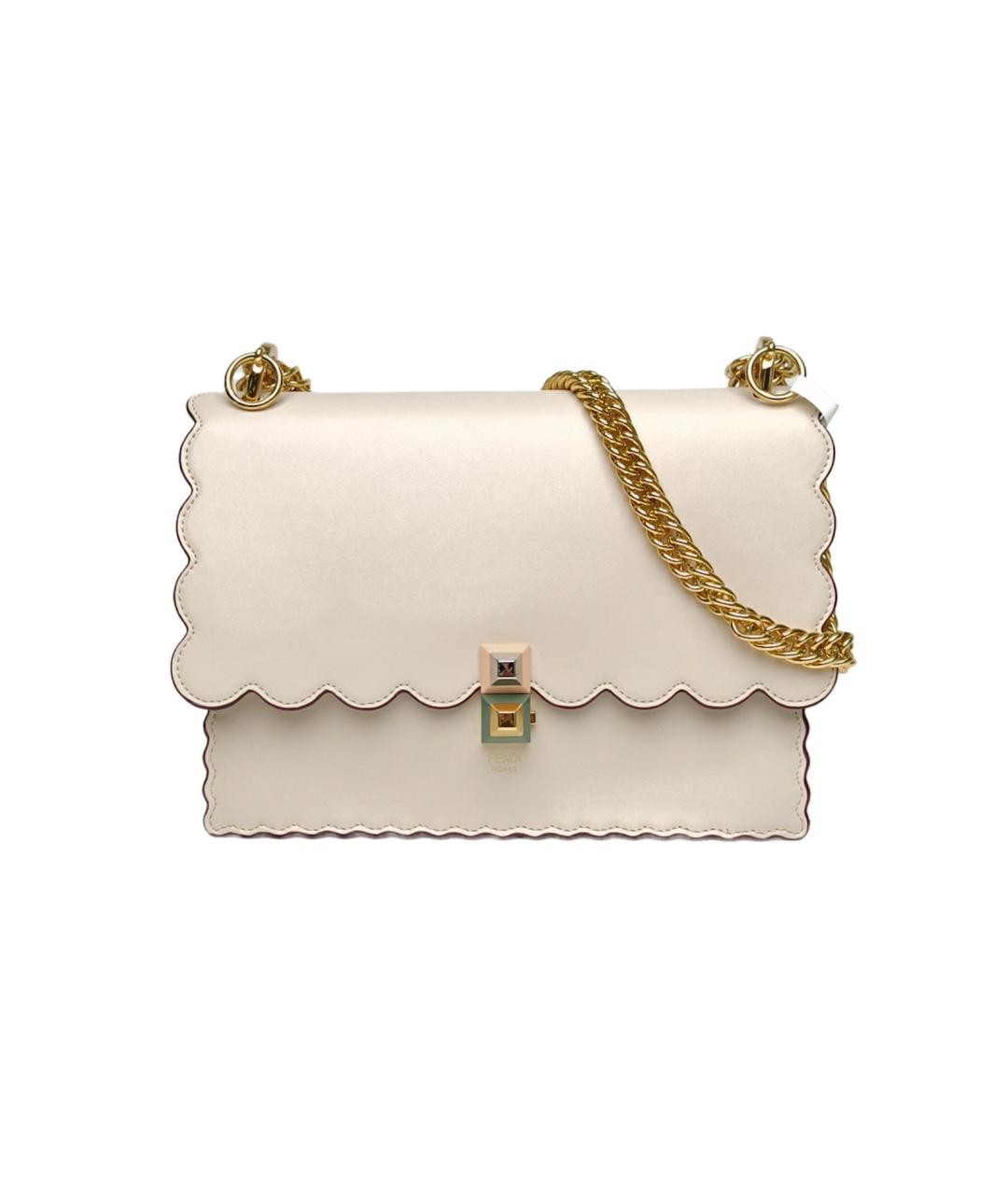 FENDI Бежевая кожаная сумка через плечо, фото 10