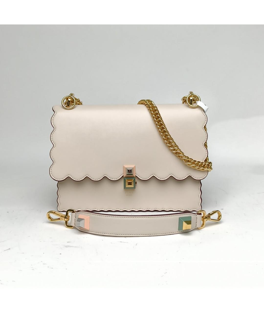 FENDI Бежевая кожаная сумка через плечо, фото 9